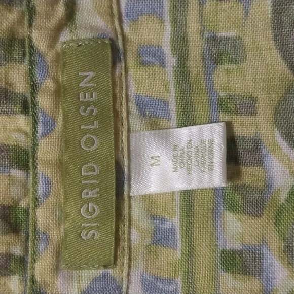 Sigrid Olsen Linen Patterned Long Sleeve Button Down Shirt Top Size M - Picture 6 of 8